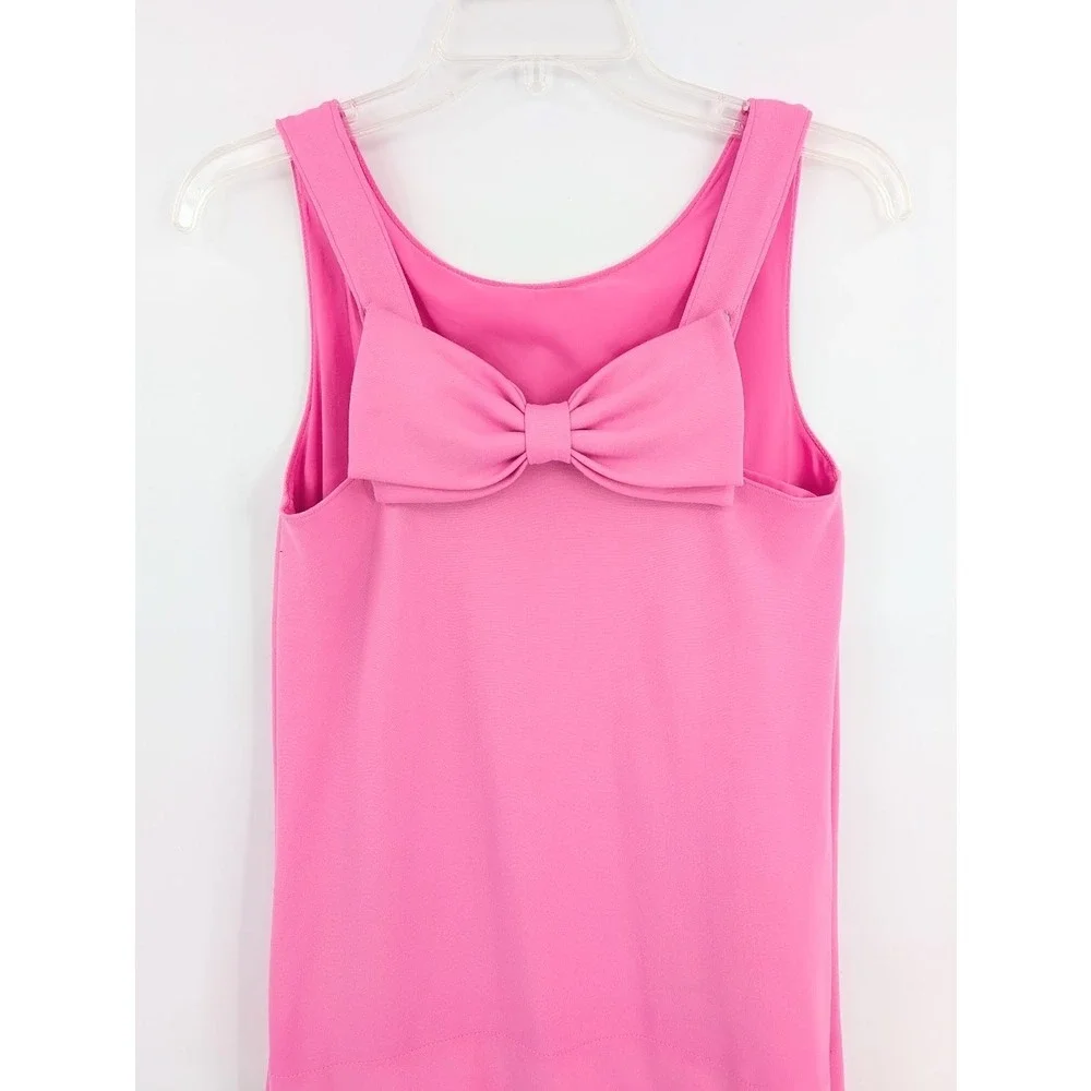 Kate Spade Girl Bow‎ Dress Pink Red Scalloped Hem Sleeveless Sz 14Y Large